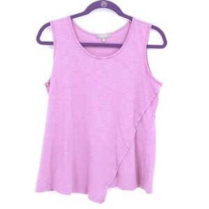 Habitat Cotton Tank Top Womens S Pink Asymmetrical Casual Resort Beach Vacation‎